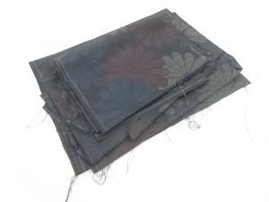 アンティーク　本場泥大島紬菊模様織出しはぎれ